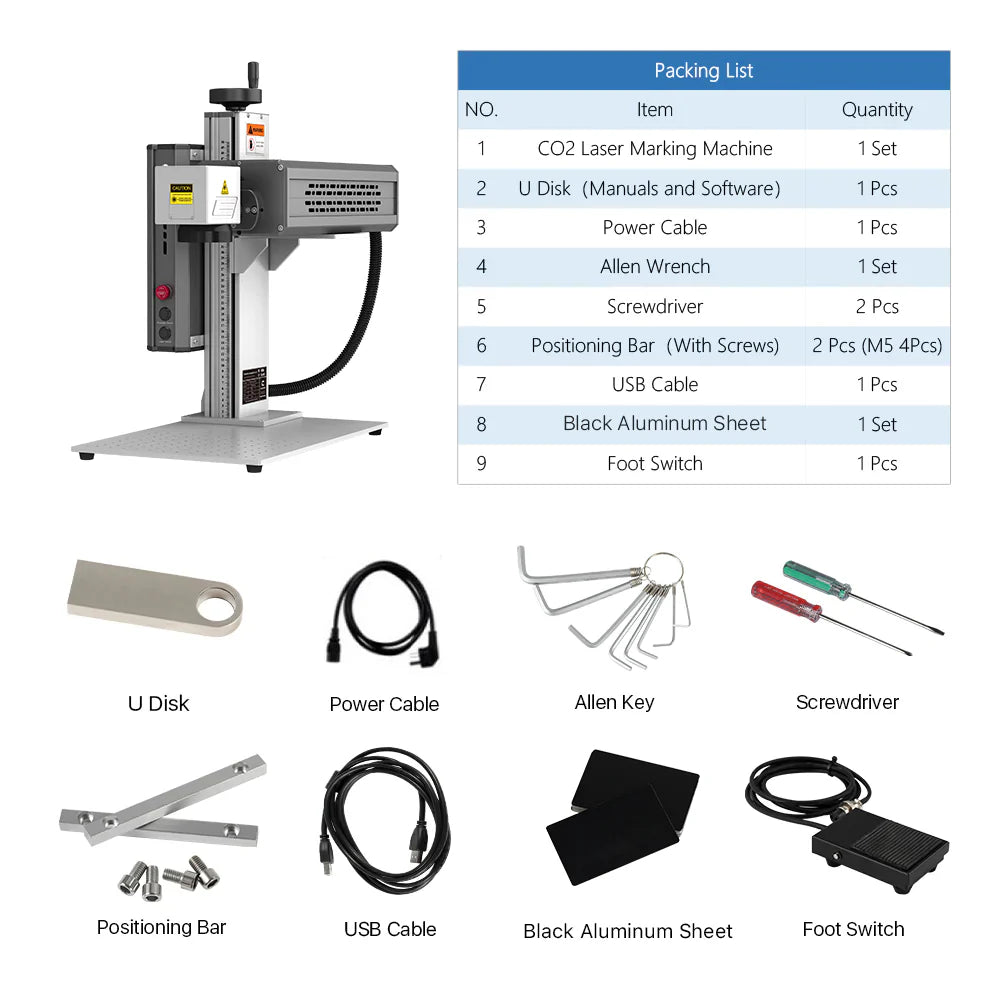 Fonland FLRF30 30W CO2 Laser Marking Engraver Machine with 8.3"X 8.3" Scan Area