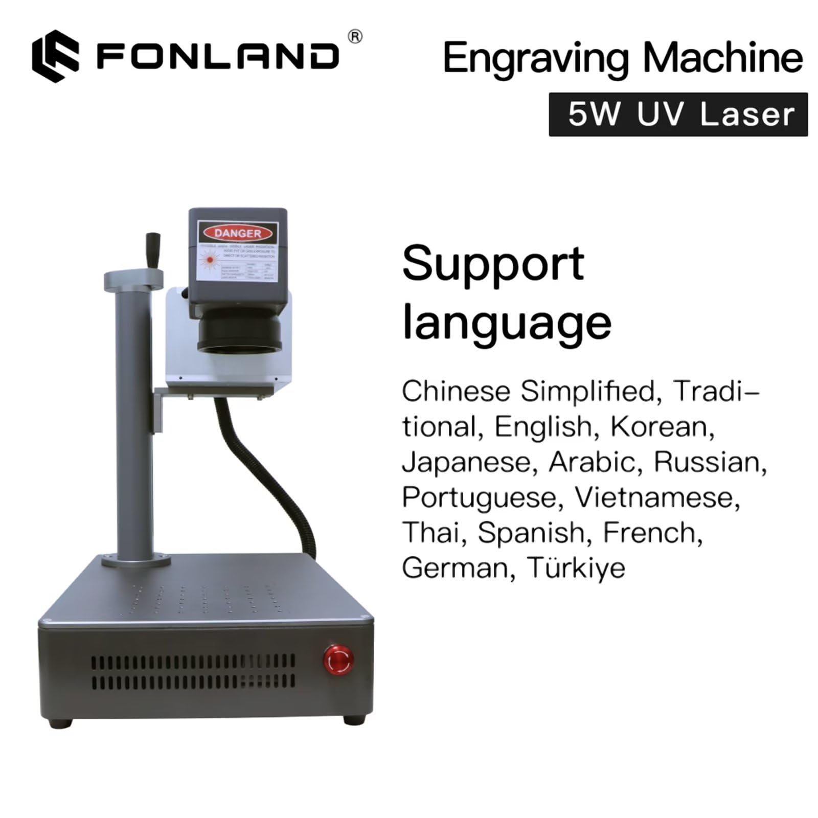 FONLAND Fiber Laser Engraver Engraving Machine,5W UV Laser Marking Machine for All-Metals/Glass/Non-metal Material Marking Directly 150 * 150mm for DIY Laser Marking Factory Home Engraving