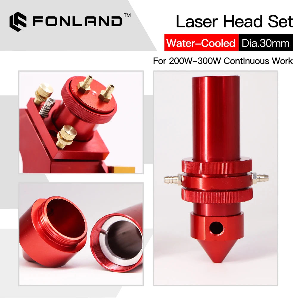 Co2 Laser Head Set with Water Cooling Focus Lens Dia.25 Focus Length 50.8/63.5/76.2/101.6mm Integrative Mount Holder 150-300W