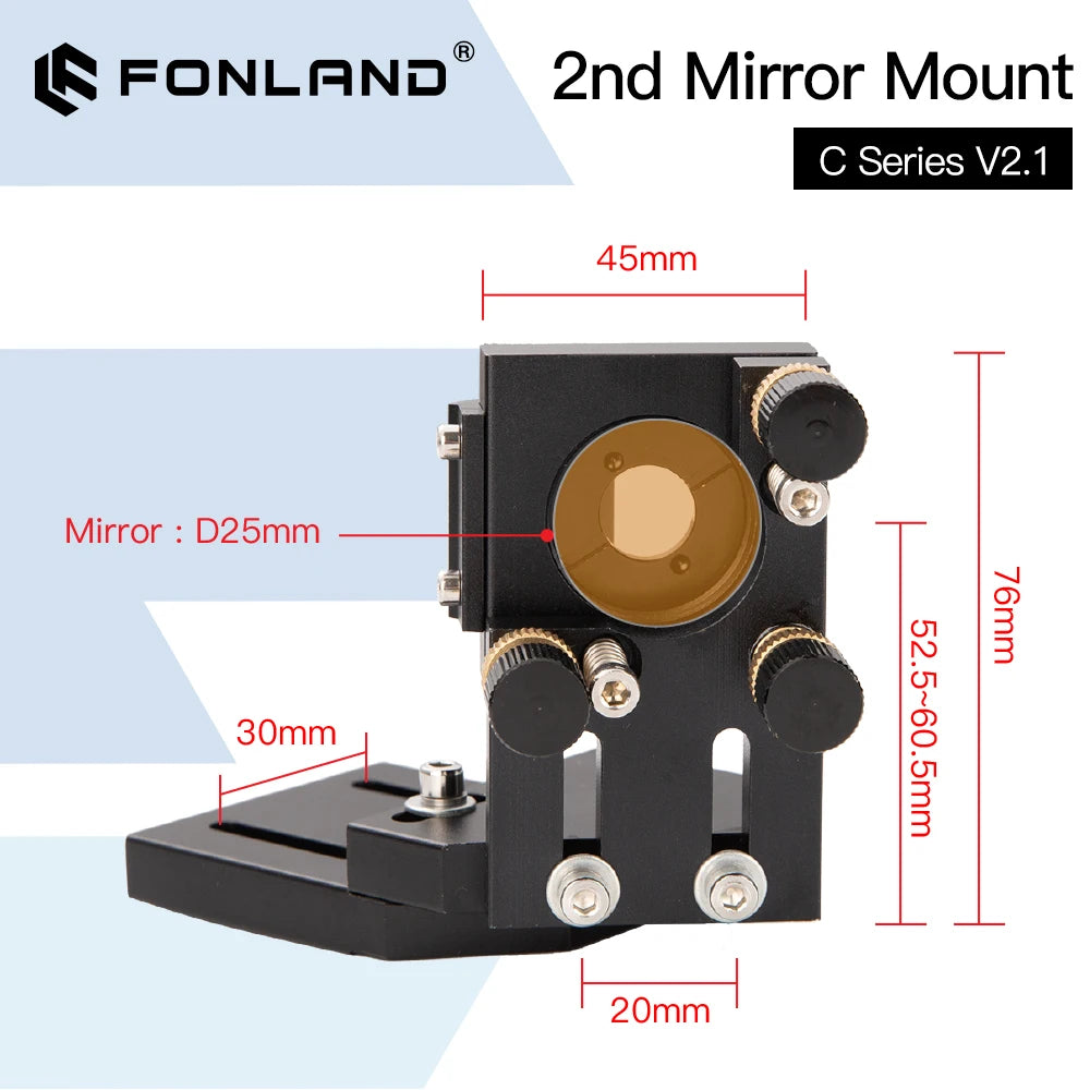 FONLAND CO2 Black Second Laser Mount Mirror 25mm Mirror Mount Integrative Mount For Lase Engraving Machine