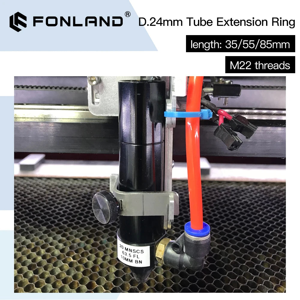 FONLAND CO2 Extension Tube Extension Ring Suit Laser head O.D.24mm Lens Tube for CO2 Laser Cutting & engraving Machine