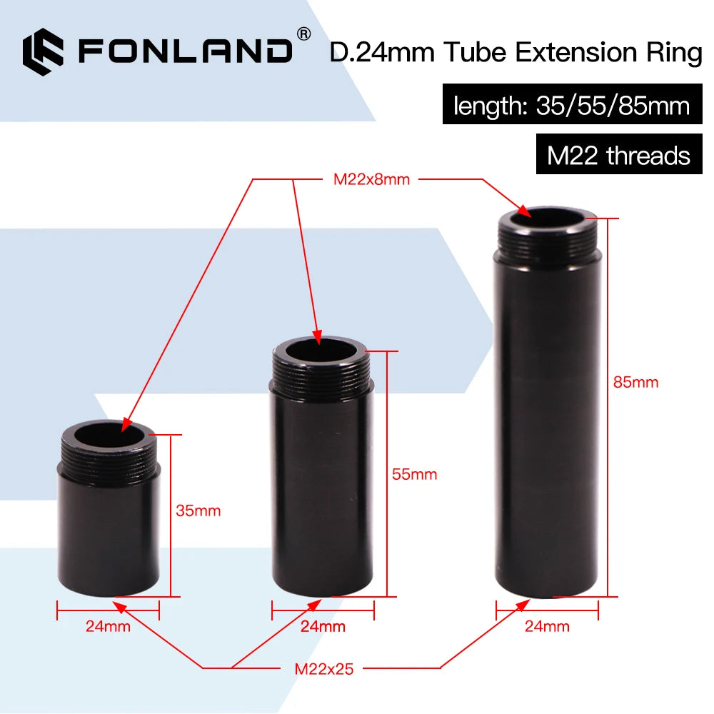 FONLAND CO2 Extension Tube Extension Ring Suit Laser head O.D.24mm Lens Tube for CO2 Laser Cutting & engraving Machine