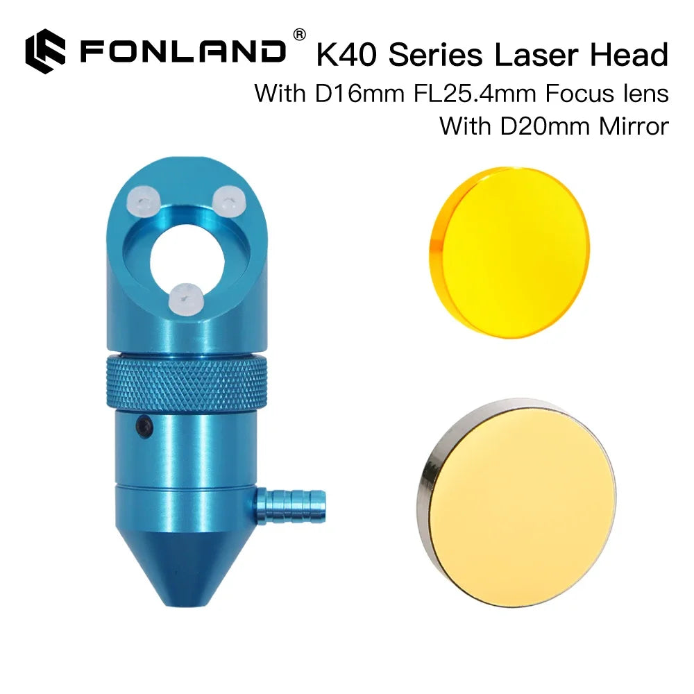 FONLAND CO2 Laser Head For K40 Series Laser Engraving Cutting Machine Lens Dia 12/15/18mm Focal Length 50.8mm Mirror 20mm