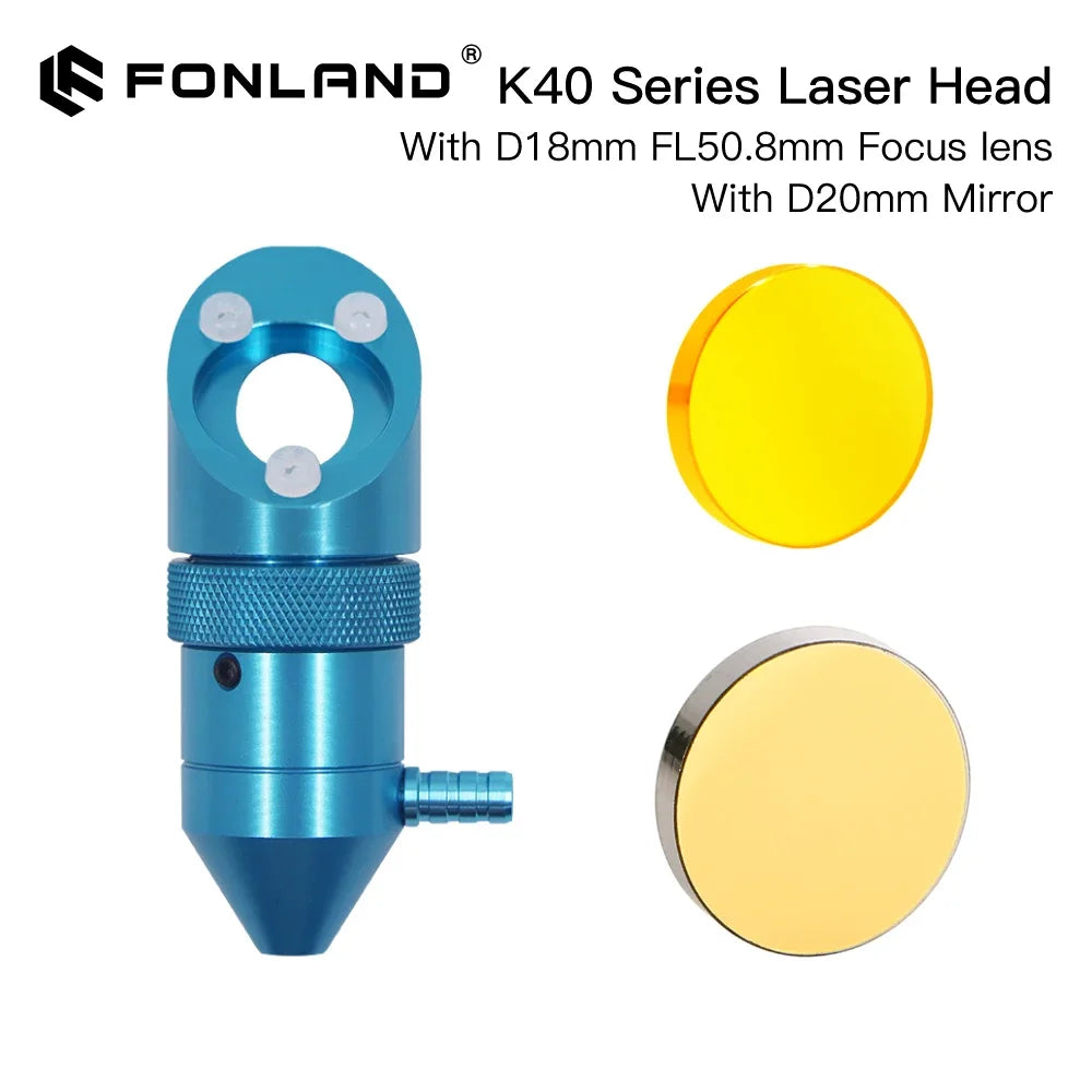 FONLAND CO2 Laser Head For K40 Series Laser Engraving Cutting Machine Lens Dia 12/15/18mm Focal Length 50.8mm Mirror 20mm