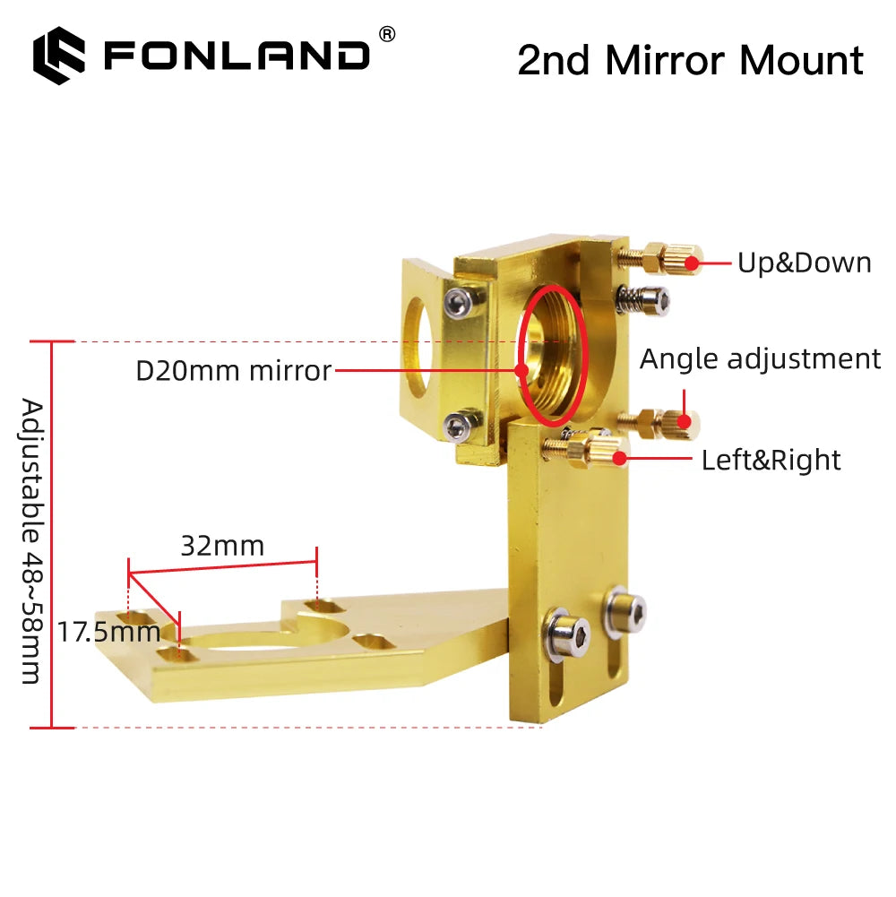 FONLAND K Series CO2 Mini Laser Head Set D12/18/20mm FL50.8mm Lens for 2030 4060 K40 Laser Engraving Cutting Machine