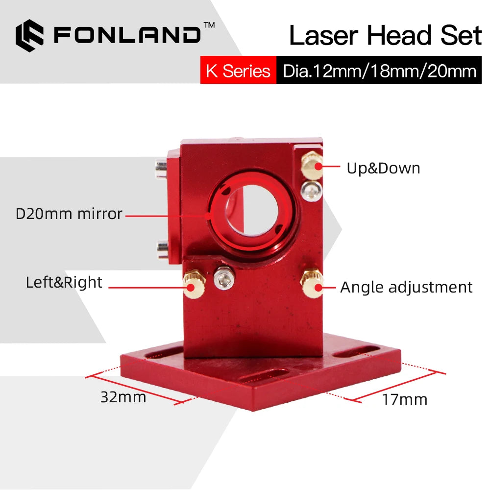 FONLAND K Series CO2 Mini Laser Head Set D12/18/20mm FL50.8mm Lens for 2030 4060 K40 Laser Engraving Cutting Machine