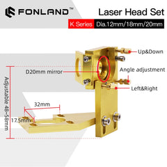 FONLAND K Series CO2 Mini Laser Head Set D12/18/20mm FL50.8mm Lens for 2030 4060 K40 Laser Engraving Cutting Machine