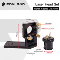 FONLAND Laser Head Interface Mirror Diameter 30mm Lens 25mm Integrative Mount with Water Cooling For CO2 Engraving Machine