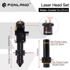 FONLAND Laser Head Interface Mirror Diameter 30mm Lens 25mm Integrative Mount with Water Cooling For CO2 Engraving Machine