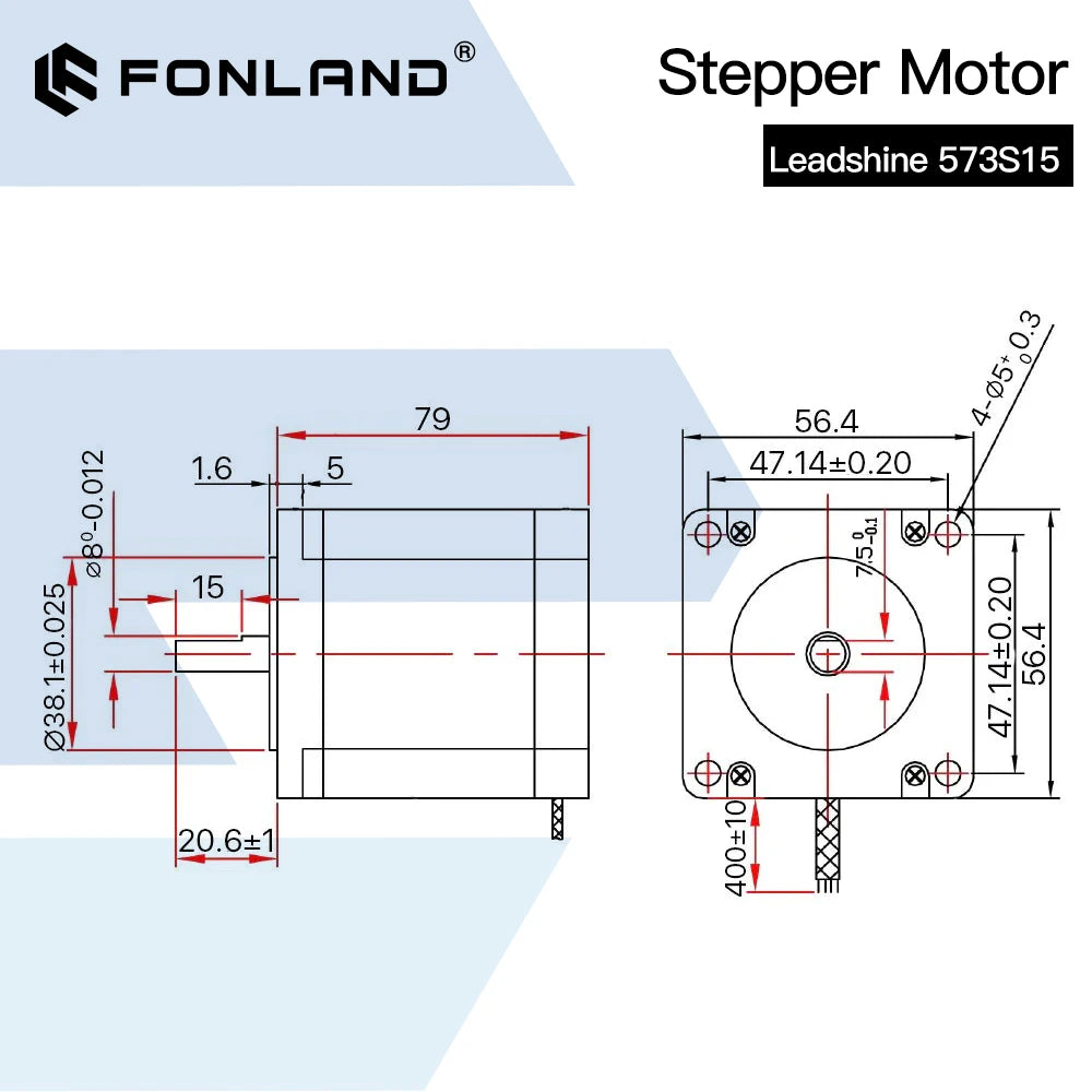 FONLAND Leadshine Nema23 Stepper Motor 57mm 3 Phase 5.2A 150Ncm Stepper Motor（573S15）6-lead for 3D printer CNC XYZ