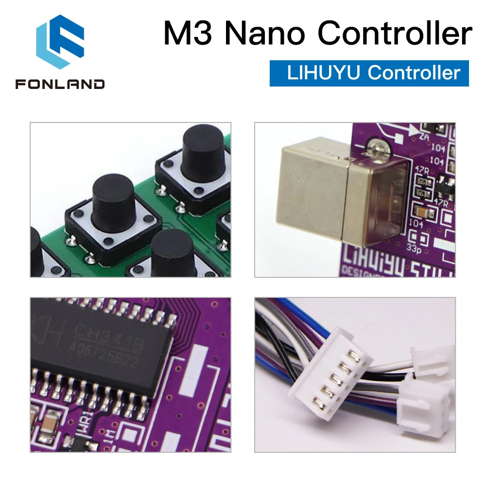 FONLAND M3 Nano M3 Pro Laser Controller Mother Main Board + Control Panel + Dongle B System 3020 3040 K40