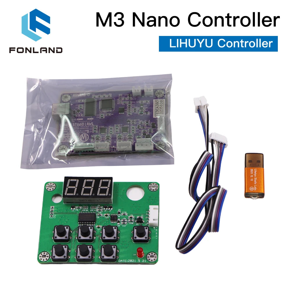 FONLAND M3 Nano M3 Pro Laser Controller Mother Main Board + Control Panel + Dongle B System 3020 3040 K40