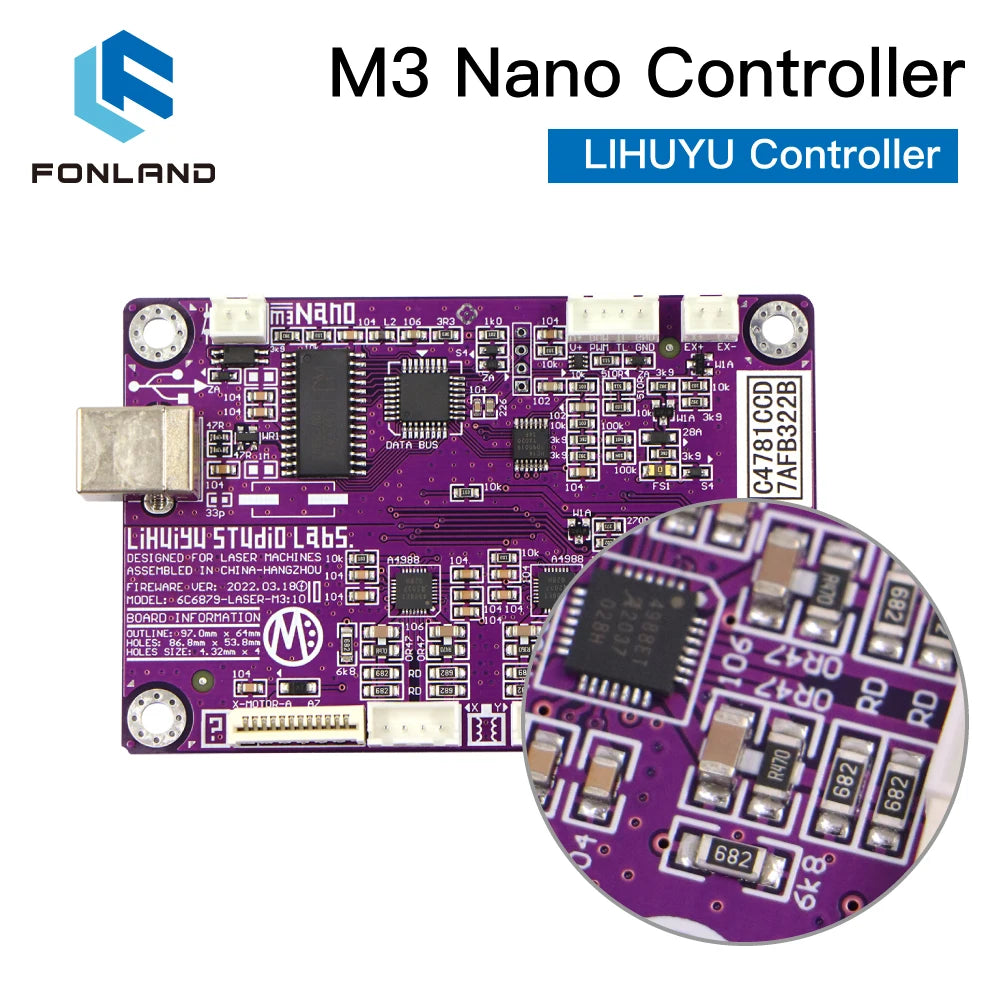 FONLAND M3 Nano M3 Pro Laser Controller Mother Main Board + Control Panel + Dongle B System 3020 3040 K40