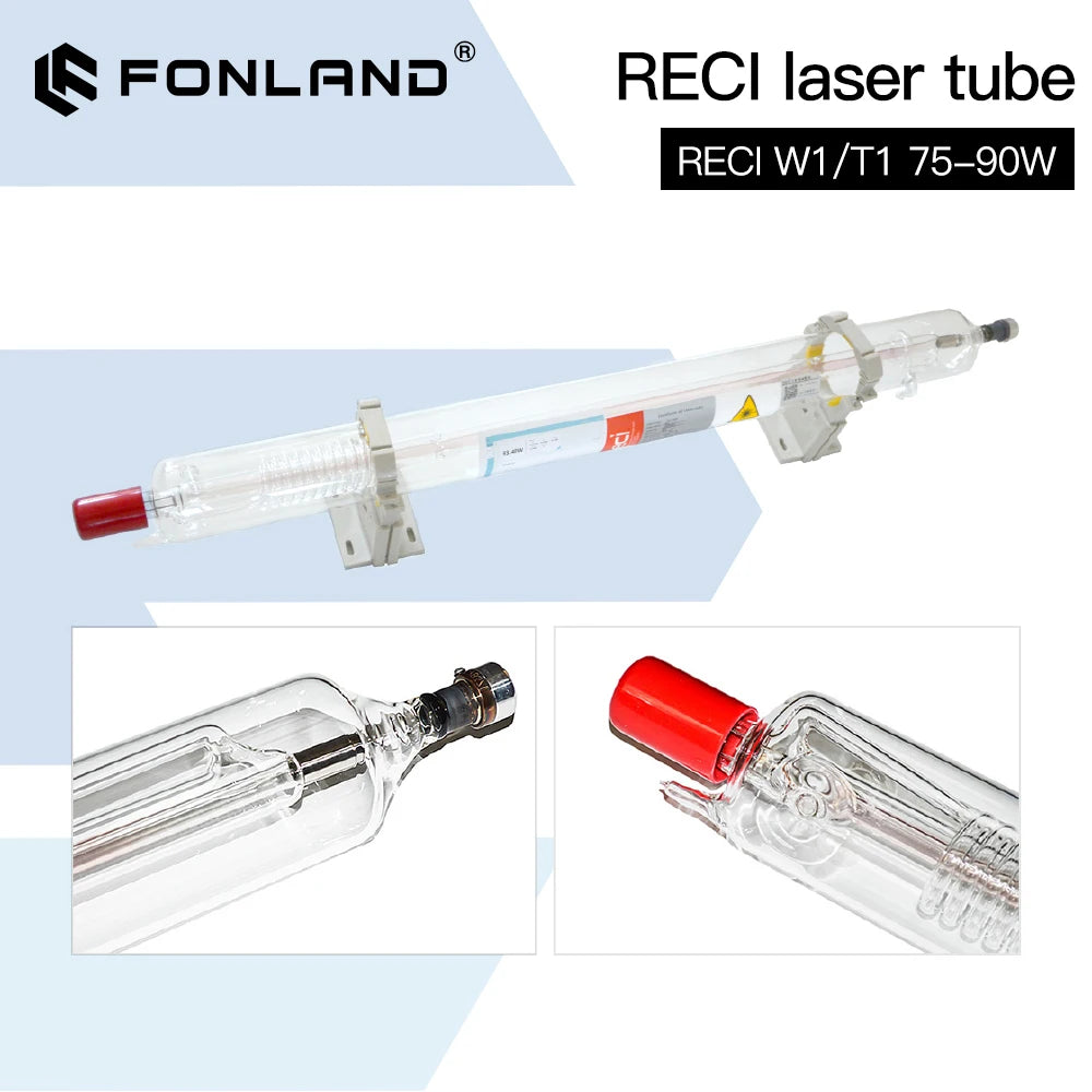 FONLAND Reci W1/T1 75W-90W CO2 Laser Tube Dia.80mm/65mm For CO2 Laser Engraving Cutting Machine Wooden Case Box Packing