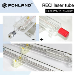 FONLAND Reci W1/T1 75W-90W CO2 Laser Tube Dia.80mm/65mm For CO2 Laser Engraving Cutting Machine Wooden Case Box Packing