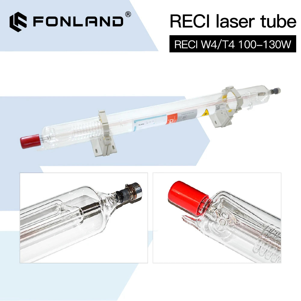 FONLAND Reci W4/T4 100W-130W CO2 Laser Tube Dia.80mm/65mm For CO2 Laser Engraving Cutting Machine Wooden Case Box Packing