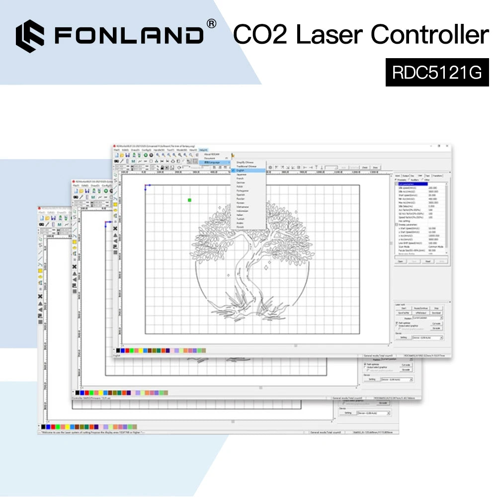 FONLAND Ruida CO2 Laser Controller Panels Card System RDC5121G for CO2 Laser Engraving Cutting Machine Replace Trocen Leetro