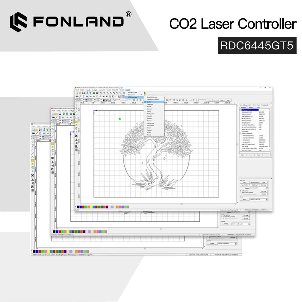 FONLAND Ruida RDC6445GT5 CO2 Laser Controller System Laser Control Panel For CO2 Laser Engraving Cutting Machines