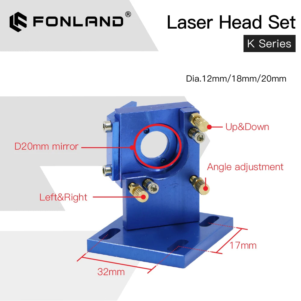 Fonalnd K Series CO2 Laser Head Set D12 18 20 FL50.8mm Lens for 2030 4060 K40 Laser Engraving Cutting Machine Fast Shipping