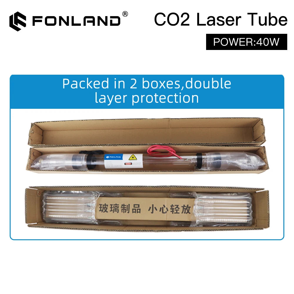 Fonland  35-45W Co2 Metal Glass Laser Tube 720MM 40W Glass Laser Lamp for CO2 Laser Engraving Cutting Machine