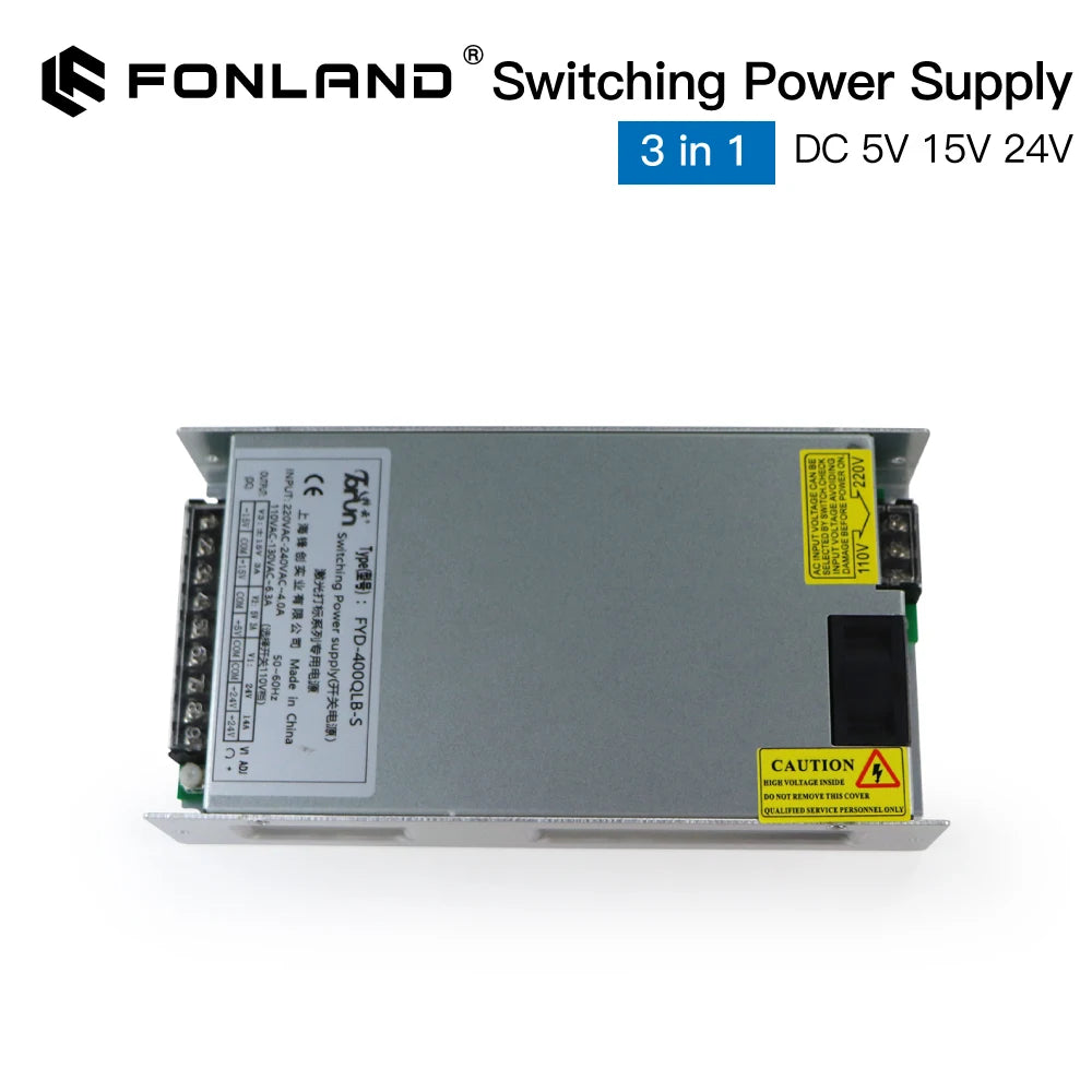 Fonland 400W 3 in 1 LED Switching Power Supply Output DC 5V ±15V 24V Input 100-240V AC for Fiber Laser Marking Machine