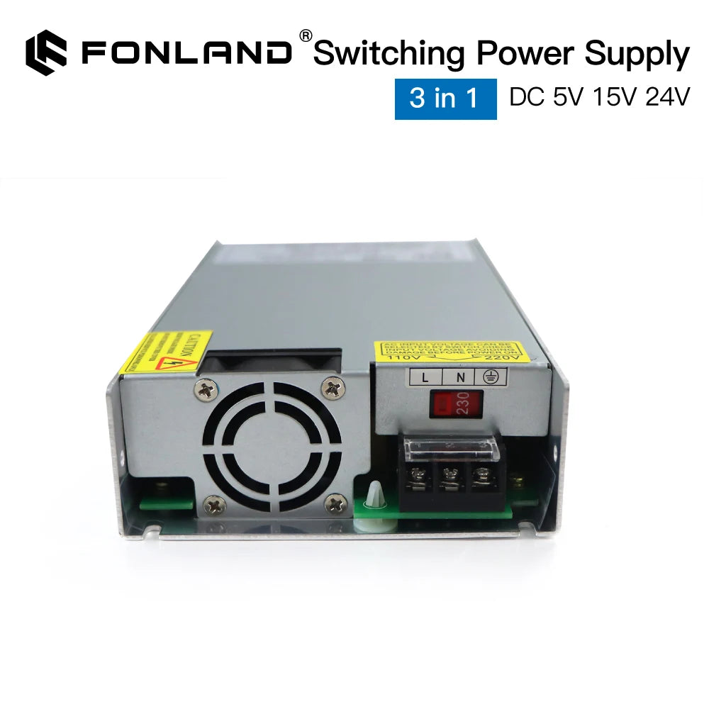 Fonland 400W 3 in 1 LED Switching Power Supply Output DC 5V ±15V 24V Input 100-240V AC for Fiber Laser Marking Machine