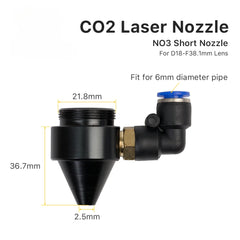 Fonland Air Nozzle for Dia.18/20mm FL38.1mm Lens CO2 Short Nozzle A with Fitting M5 for Laser Head at CO2 Laser Cutting Machine