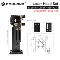 Fonland CO2 E Series Laser Head Set with Lens D20mm FL 50.8mm  63.5mm 101.6mm Mirror 25mm for Laser Engraving Cutting Machine