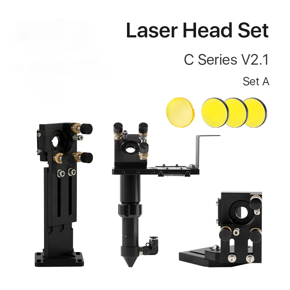 Fonland CO2 Laser Head Set Dia.18mm FL38.1&Dia.20 FL50.8/63.5/101.6mmZnSe Focus Lens Dia.25m Mirror for Laser Engraving Machine