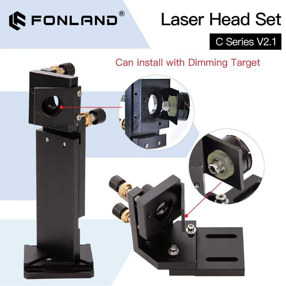 Fonland CO2 Laser Head Set Lens D18 FL38.1 D20FL50.8/63.5/101.6mm Integrative Mount Dia25 Mirror for Laser Cutting Machine