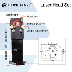 Fonland CO2 Laser Head Set Lens Dia.20 FL50.8/63.5/76.2/101.6mm Integrative Mount Dia.25 Mirror for Laser Cutting Machine