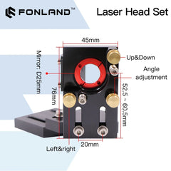 Fonland CO2 Laser Head Set Lens Dia.20 FL50.8/63.5/76.2/101.6mm Integrative Mount Dia.25 Mirror for Laser Cutting Machine