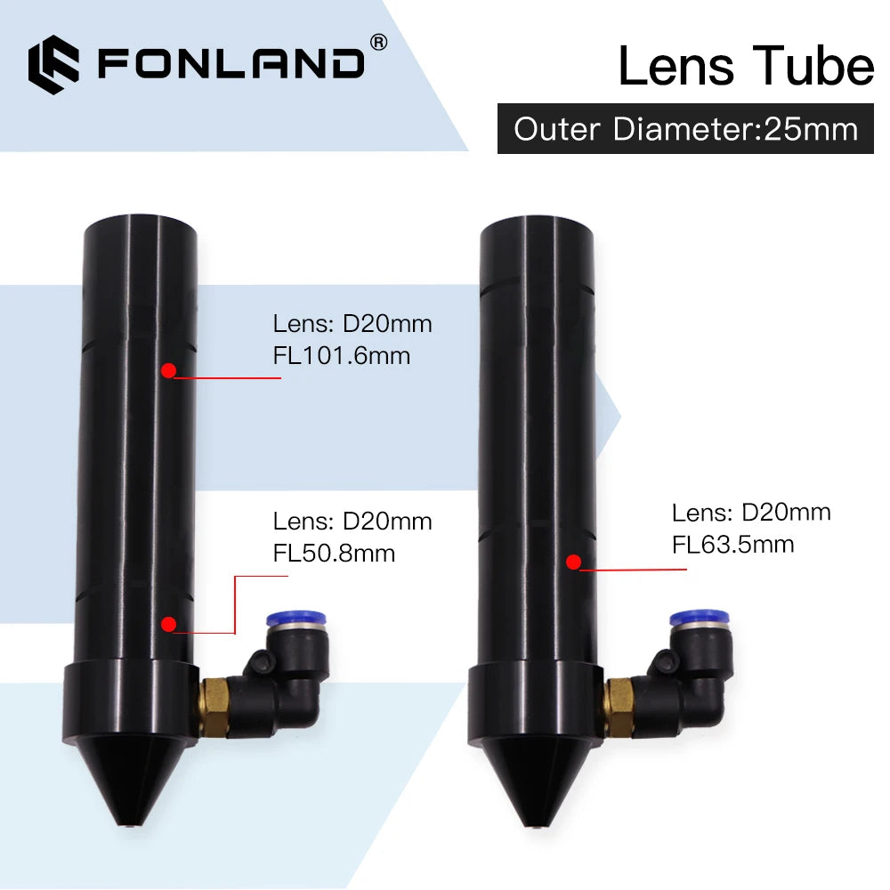 Fonland CO2 O.D.25mm Lens Tube for D20 F50.8/63.5/101.6mm Lens CO2 Laser Cutting Engraving Machine