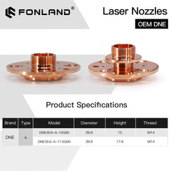 Fonland DNE 2 End Nozzle Connector Q90 D39.6mm H17.6 12mm M14 Air Outlet Accessories Adapter For Fiber Laser Cutting Machine