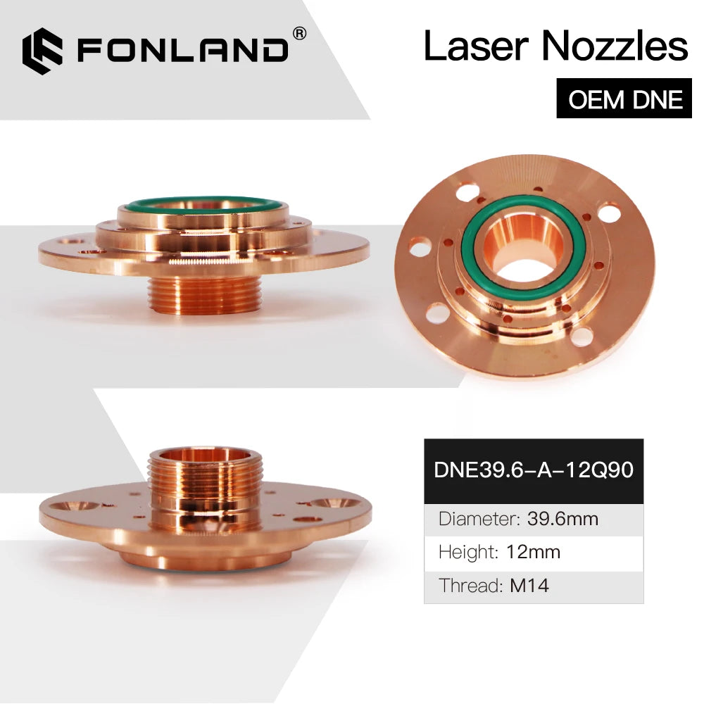 Fonland DNE 2 End Nozzle Connector Q90 D39.6mm H17.6 12mm M14 Air Outlet Accessories Adapter For Fiber Laser Cutting Machine