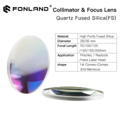 Fonland Fiber Laser Collimator & Focus Lens F75/F100/F125/F150/F200 2Pcs/Set for Raytools WSX Bodor Laser Head BT240S etc