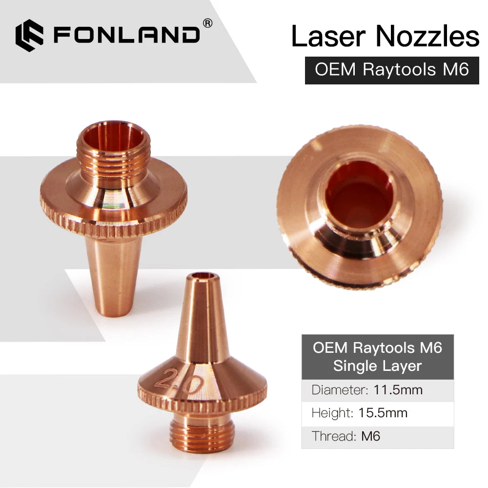 Fonland Fiber Laser Nozzle Diameter 11.5mm Height 15.5mm Thread M6 For Preictec 3D Fiber Laser Machine Head OEM Replacement