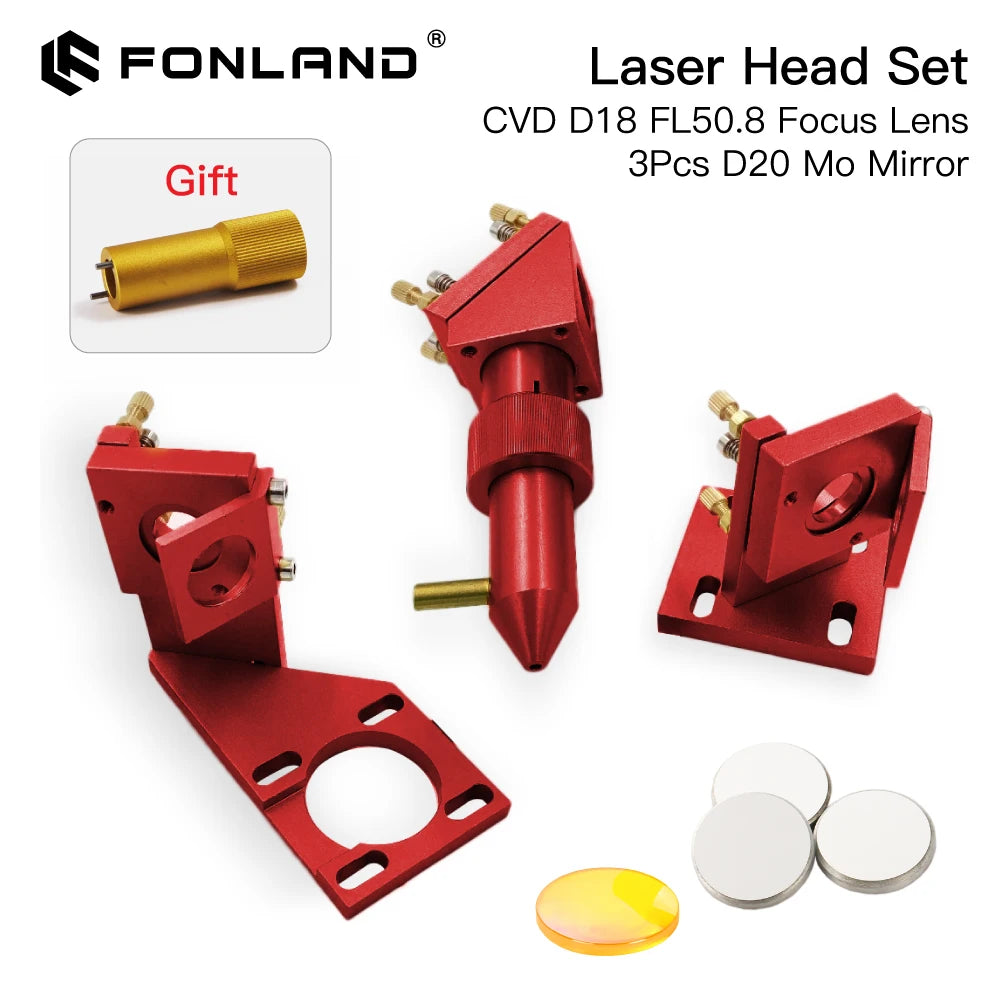 Fonland K Series CO2 Laser Head Set D12 18 20 FL50.8mm Lens for 2030 4060 K40 Laser Engraving Cutting Machine Fast Shipping