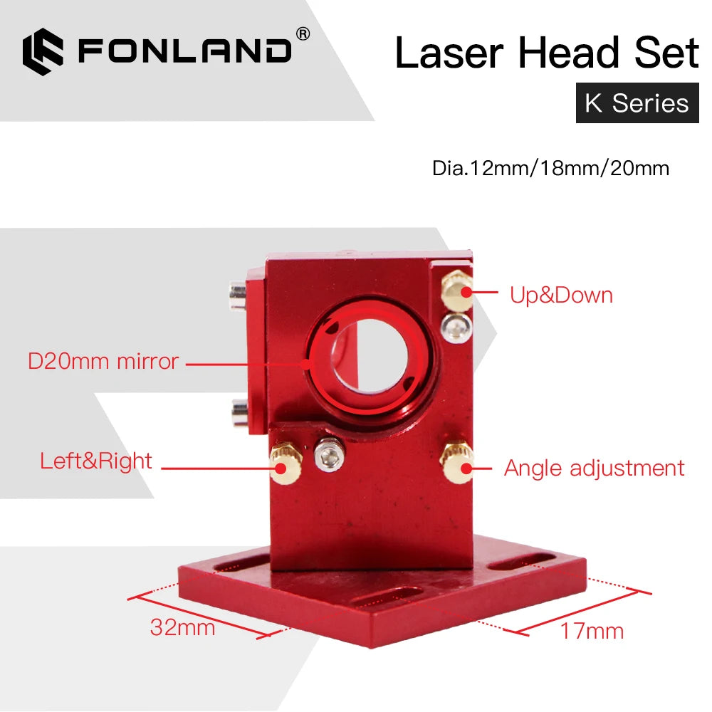 Fonland K Series CO2 Laser Head Set D12 18 20 FL50.8mm Lens for 2030 4060 K40 Laser Engraving Cutting Machine Fast Shipping