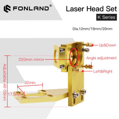 Fonland K Series CO2 Laser Head Set D12 18 20 FL50.8mm Lens for 2030 4060 K40 Laser Engraving Cutting Machine Fast Shipping