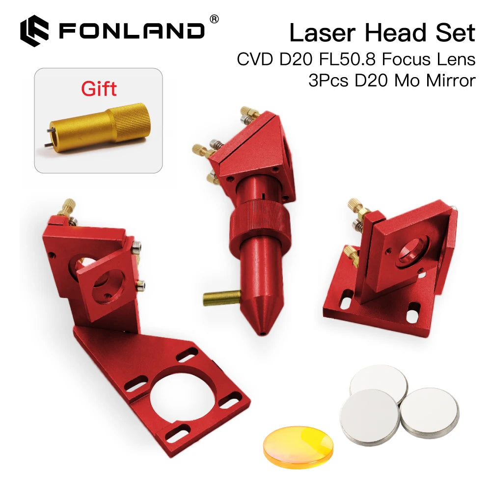 Fonland K Series CO2 Laser Head Set D12 18 20 FL50.8mm Lens for 2030 4060 K40 Laser Engraving Cutting Machine Fast Shipping