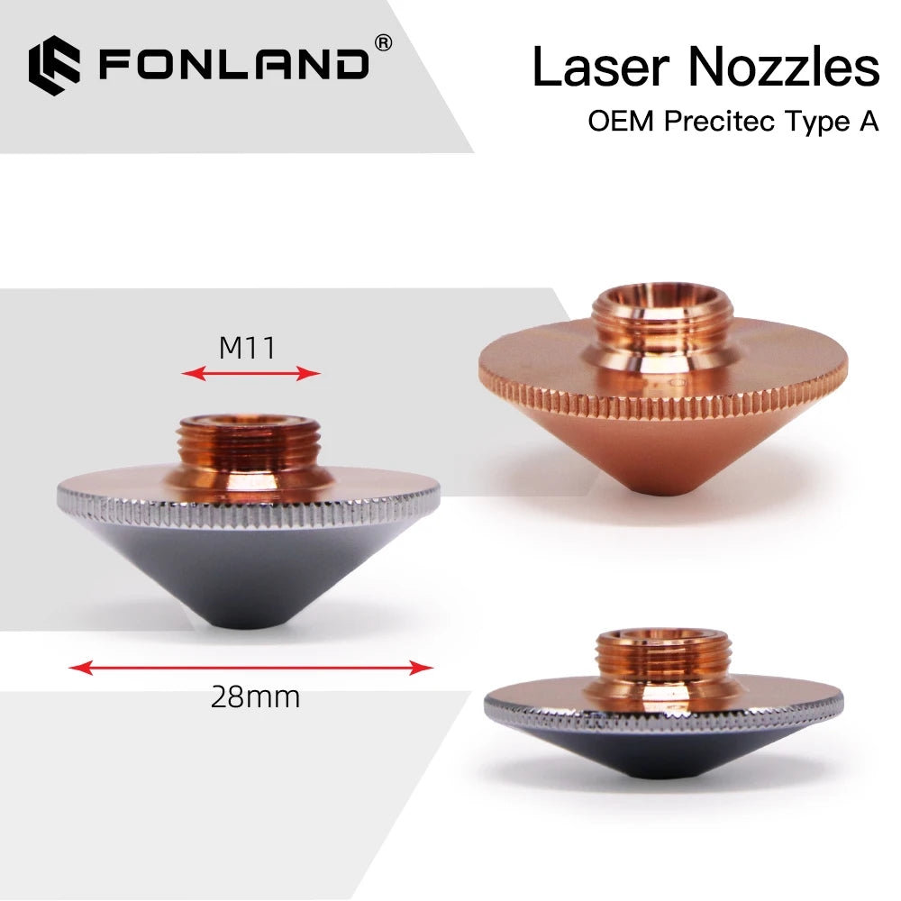 Fonland Laser Nozzle Single Double Layer Dia. 28mm H15/11mm Caliber 0.8 - 6.0 for Precitec WSX HANS Fiber Laser Cutting Head