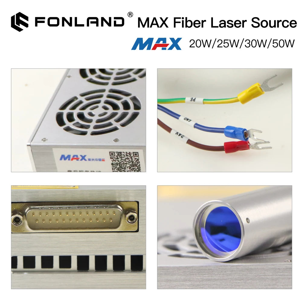 Fonland Original Max Fiber Laser Source 20W 25W 30W 50W 1064nm For Metal Engraving Marking Machine Small Size Big power