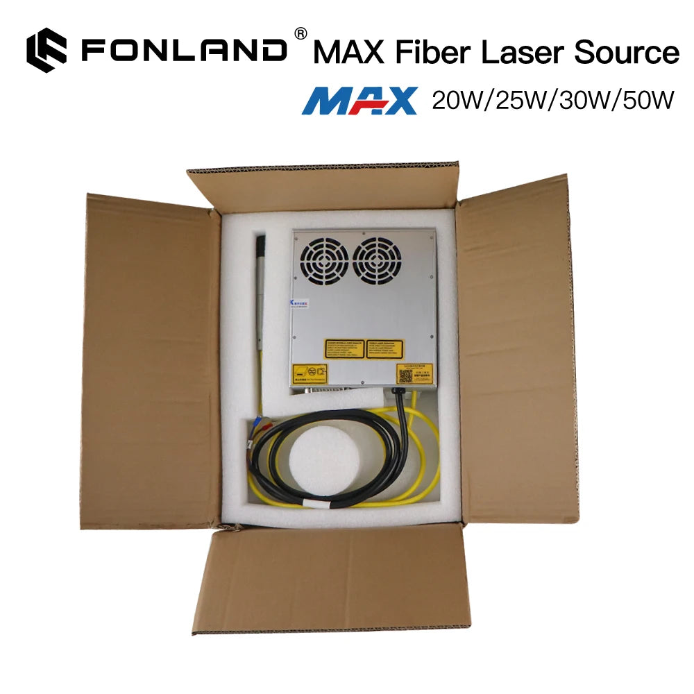 Fonland Original Max Fiber Laser Source 20W 25W 30W 50W 1064nm For Metal Engraving Marking Machine Small Size Big power