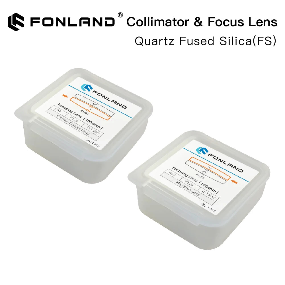 Fonland Spherical Focusing Lens D37 D38 F75/100/125/150/155/200mm 2Pcs Quartz Fused Silica for High Energy Fiber Laser 1064nm