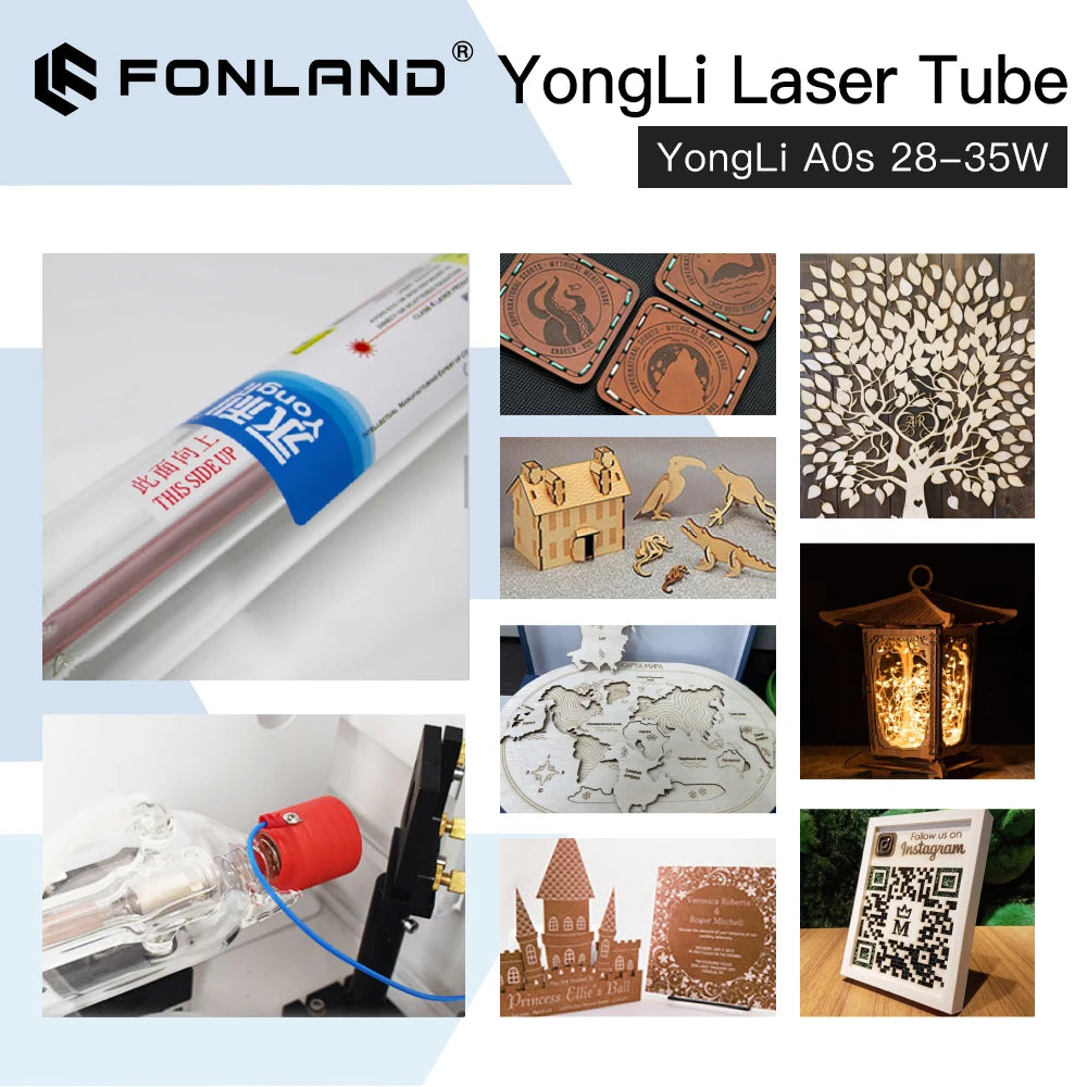 Fonland Yongli A0s 28W-35W CO2 Laser Tube Length 600mm Dia. 80mm for CO2 Laser Engraving Cutting Machine Fast Shipping