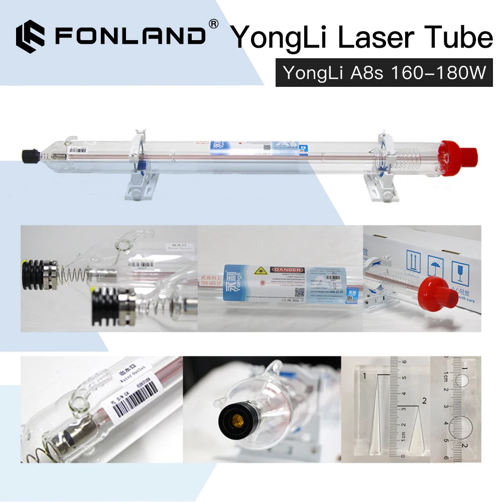 Fonland Yongli A8s 150-180W CO2 Laser Tube Dia.80mm for CO2 Laser Engraving Cutting Machine Wooden Case Box Packing