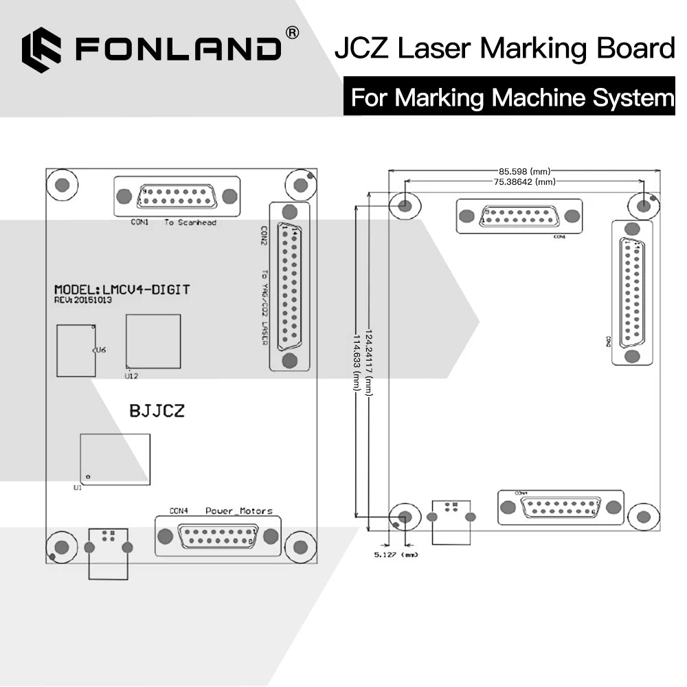 Original JCZ Controller Mainboard Card Set EZCAD LMCV4-DIGIT-M Co2 FBLI-B-LV4 Fiber Laser Control Card for Making Machine System