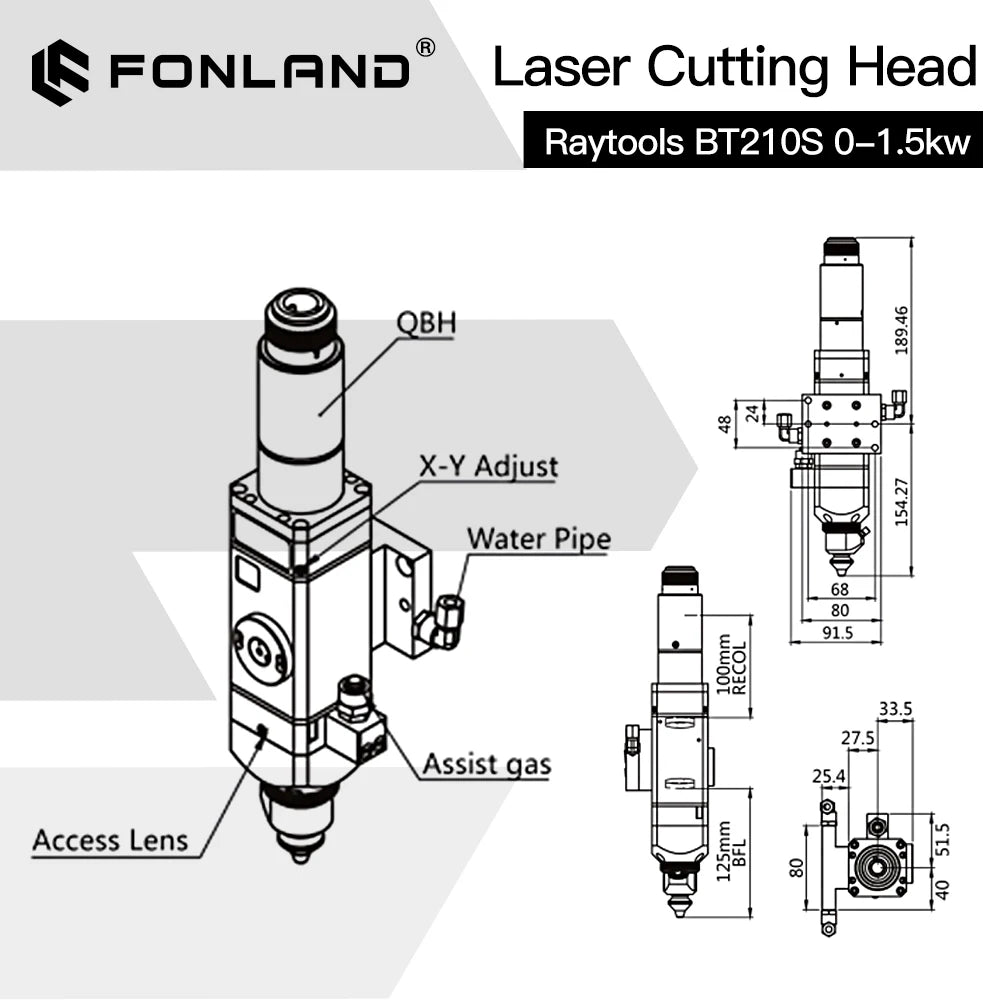 Raytools BT210S 1.5kW Fiber Laser Cutting Head Manual Focus for Raycus IPG Fiber Laser Cutting Machine BT210 Full Set