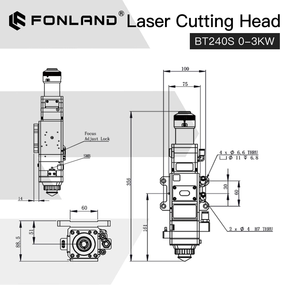 Raytools BT240S Fiber Laser Cutting Head Manual Focus for Raycus IPG Fiber Laser Cutting Machine BT240 3KW